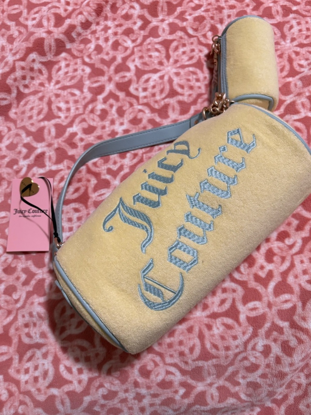 NWT 🩵💛Juicy Couture Barrel - Yellow Pear - Pastel Turquoise Barrel.